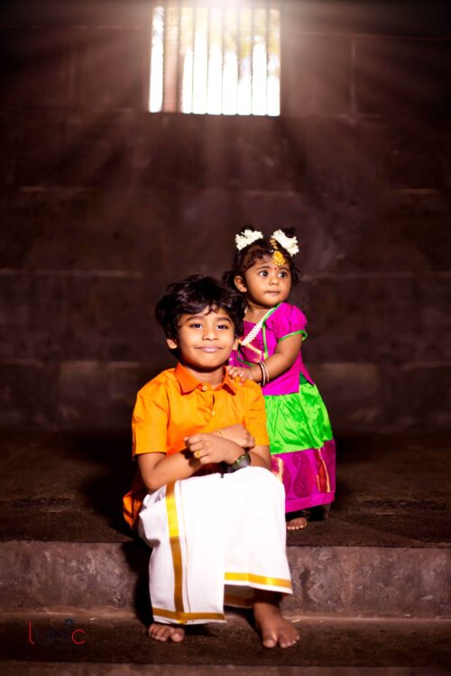 traditional son and daughter pose idea for photography
